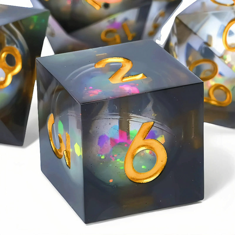 7PCS resin Dice Set Dragon and Dungeon Polyhedral Dice, Punk Style Role-Play RPG Explorer MTG Pioneer Game DND Dice Set