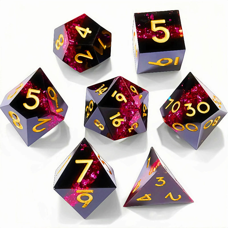 Set de 7 dés en résine pour Donjons et Dragons, dés polyédriques style punk pour jeux de rôle RPG, exploration, MTG, pionnier et DND.