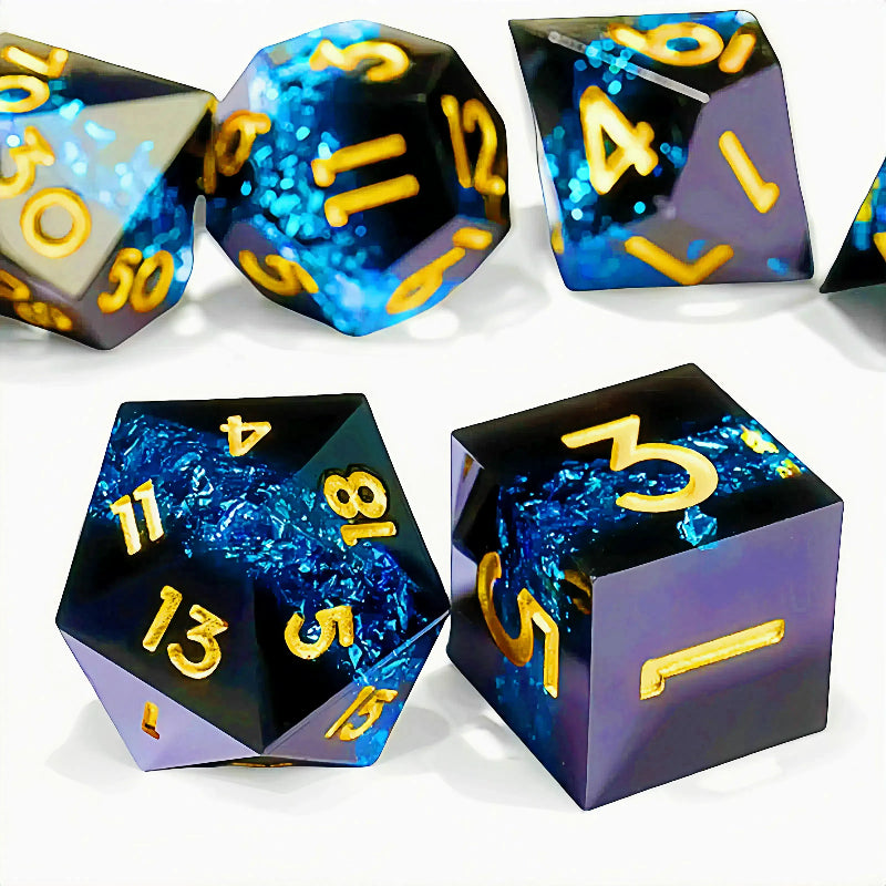 7-Piece Resin Dice Set, Dragon and Dungeon Polyhedral Dice, Punk Style Role-Play RPG Explorer MTG Pioneer Game D&D Dice Set