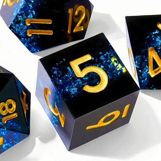 7PCS resin Dice Set Dragon and Dungeon Polyhedral Dice, Punk Style Role-Play RPG Explorer MTG Pioneer Game DND Dice Set