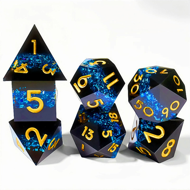 7-Piece Resin Dice Set, Dragon and Dungeon Polyhedral Dice, Punk Style Role-Play RPG Explorer MTG Pioneer Game D&D Dice Set