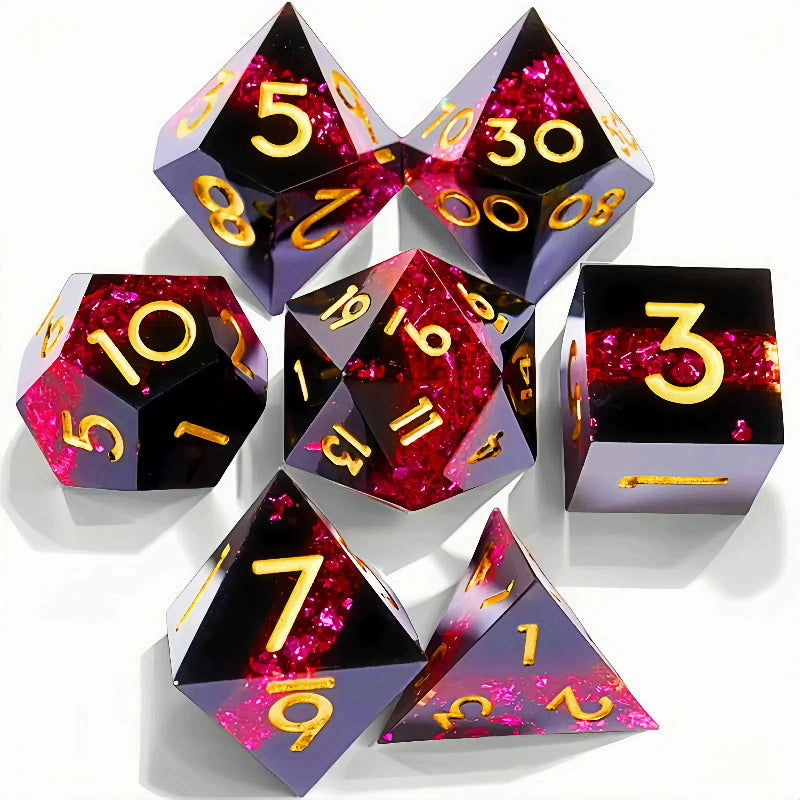 Set de 7 dés en résine pour Donjons et Dragons, dés polyédriques style punk pour jeux de rôle RPG, exploration, MTG, pionnier et DND.