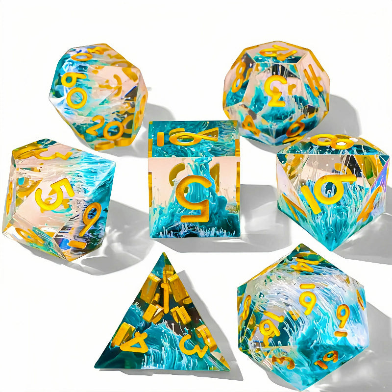 Set de 7 dés en résine pour jeux de rôle, style punk, idéal pour Dungeons & Dragons, MTG et autres jeux de société.