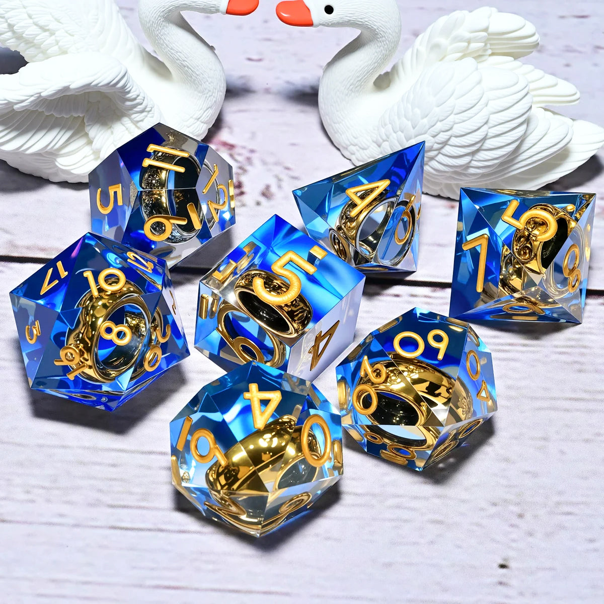 7PCS resin Dice Set Dragon and Dungeon Polyhedral Dice, Punk Style Role-Play RPG Explorer MTG Pioneer Game DND Dice Set
