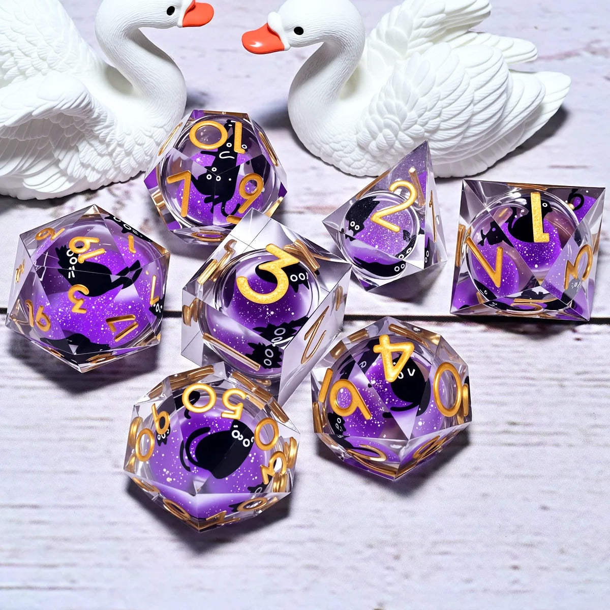 7PCS resin Dice Set Dragon and Dungeon Polyhedral Dice, Punk Style Role-Play RPG Explorer MTG Pioneer Game DND Dice Set