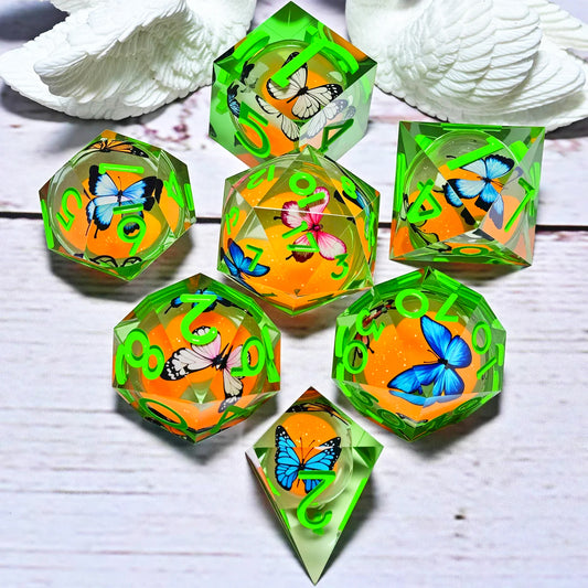 7PCS resin Dice Set Dragon and Dungeon Polyhedral Dice, Punk Style Role-Play RPG Explorer MTG Pioneer Game DND Dice Set
