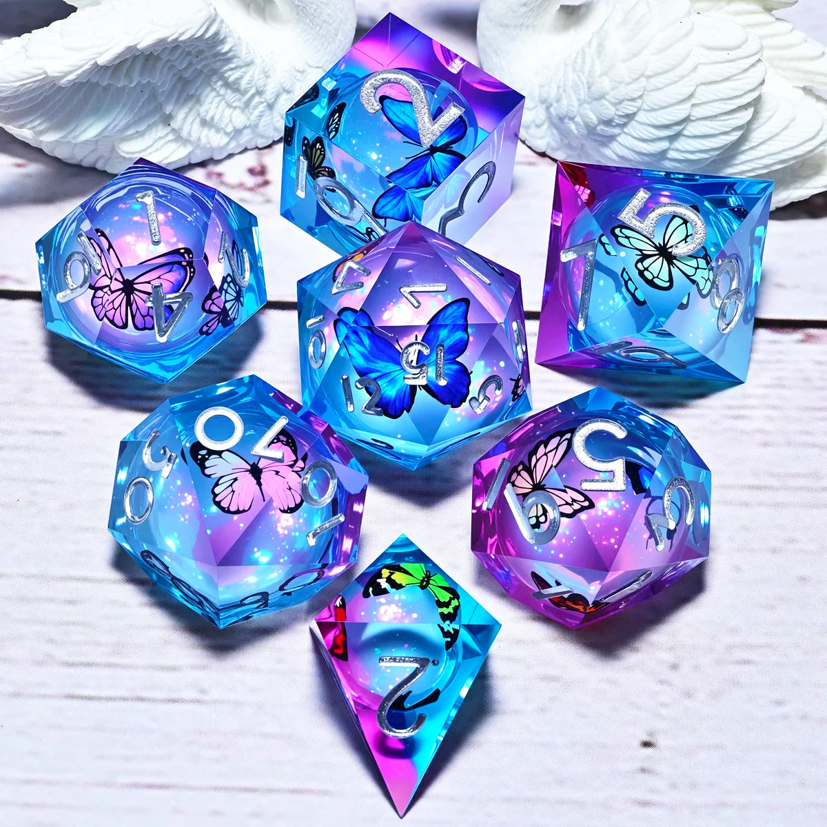 Lot de 7 dés en résine pour Donjons et Dragons, dés polyédriques, style punk pour jeux de rôle, RPG, MTG, explorateur, pionnier, jeu DND.