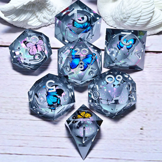 7PCS resin Dice Set Dragon and Dungeon Polyhedral Dice, Punk Style Role-Play RPG Explorer MTG Pioneer Game DND Dice Set