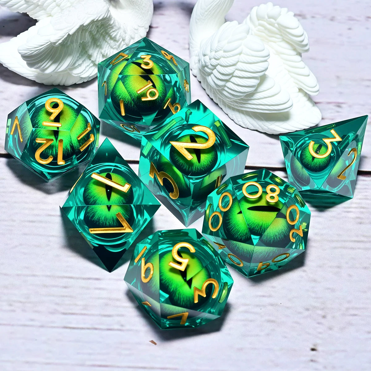 7PCS resin Dice Set Dragon and Dungeon Polyhedral Dice, Punk Style Role-Play RPG Explorer MTG Pioneer Game DND Dice Set