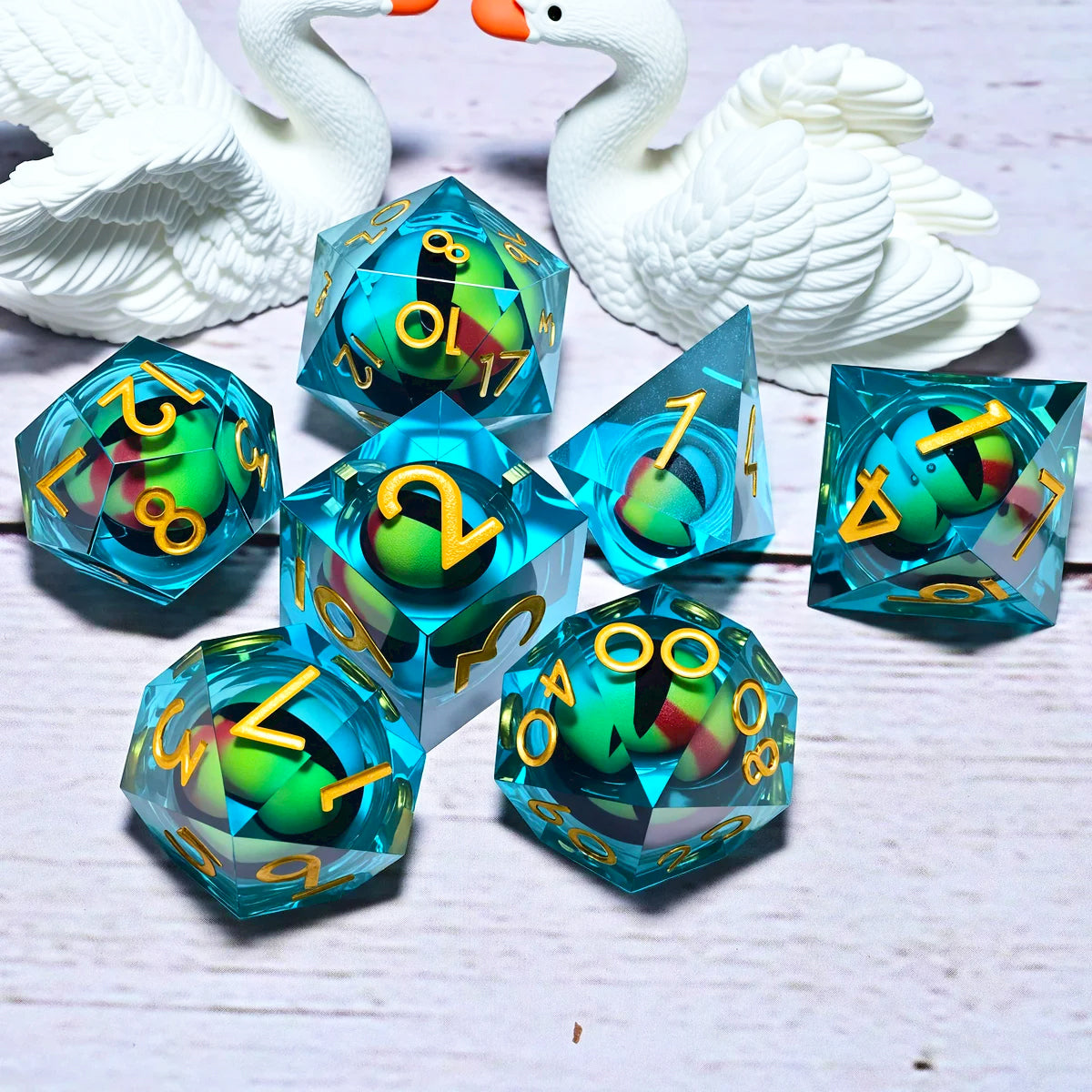 7PCS resin Dice Set Dragon and Dungeon Polyhedral Dice, Punk Style Role-Play RPG Explorer MTG Pioneer Game DND Dice Set