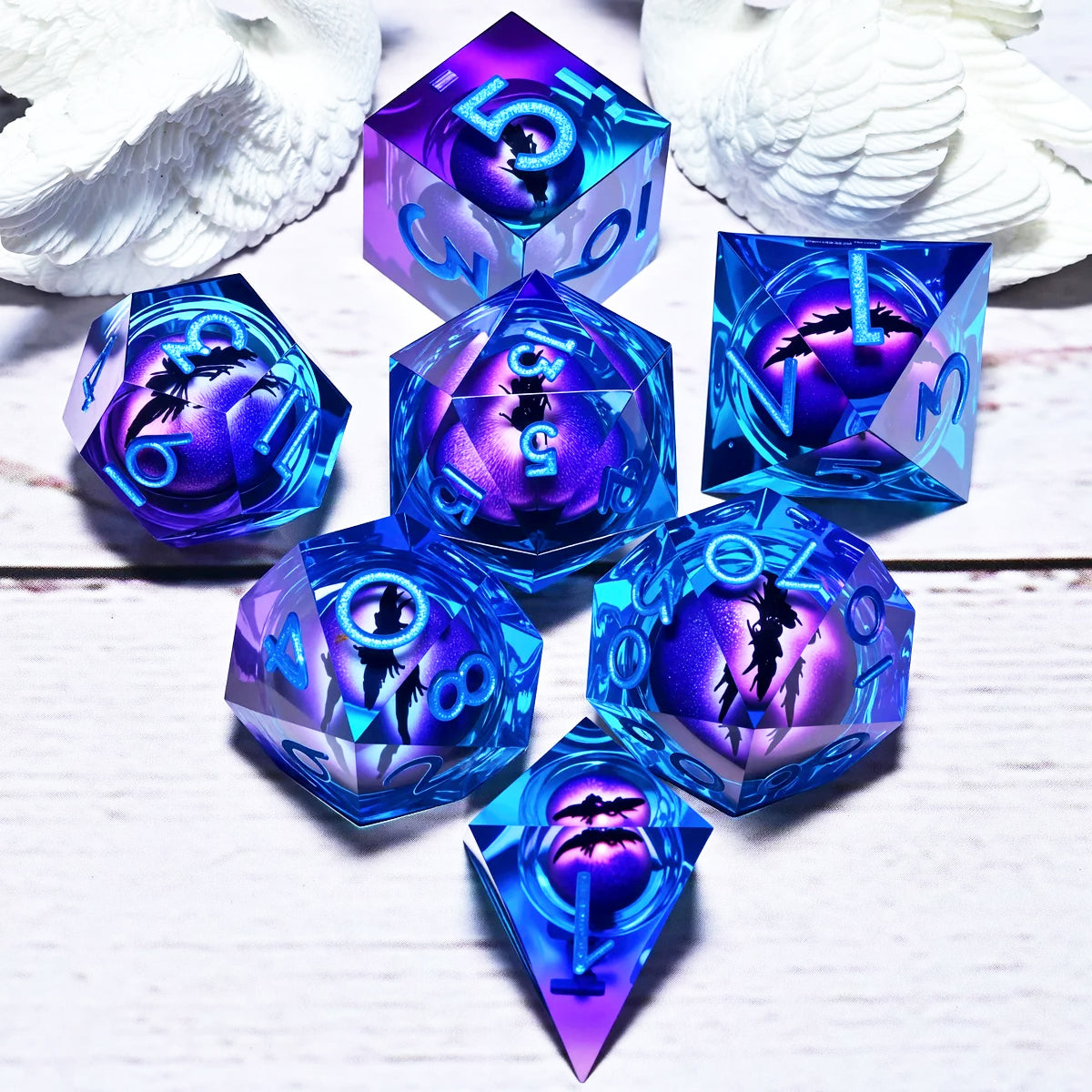 7PCS resin Dice Set Dragon and Dungeon Polyhedral Dice, Punk Style Role-Play RPG Explorer MTG Pioneer Game DND Dice Set