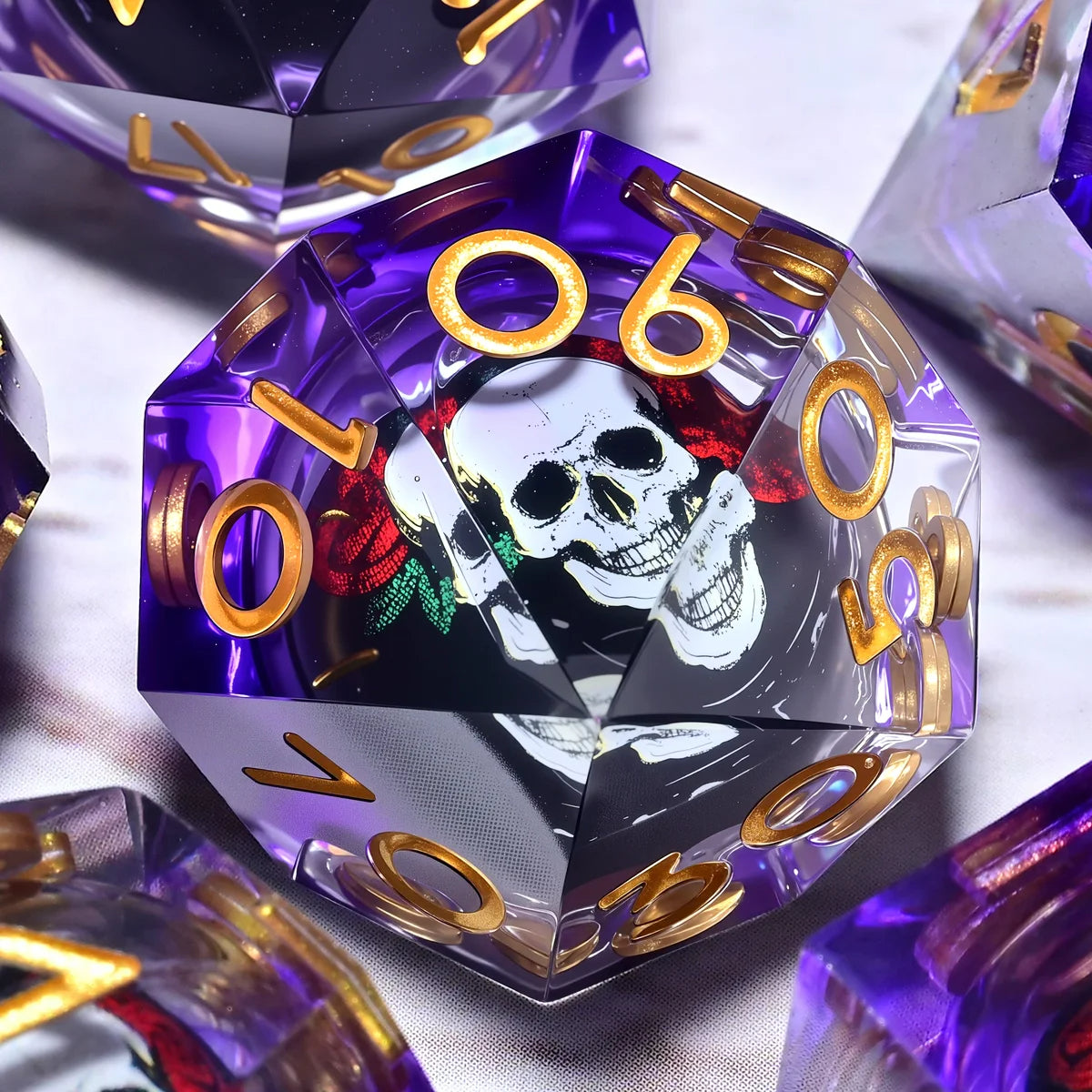 Set de 7 dés en résine pour jeux de rôle, style punk, idéal pour Dungeons & Dragons, MTG et autres jeux de société.