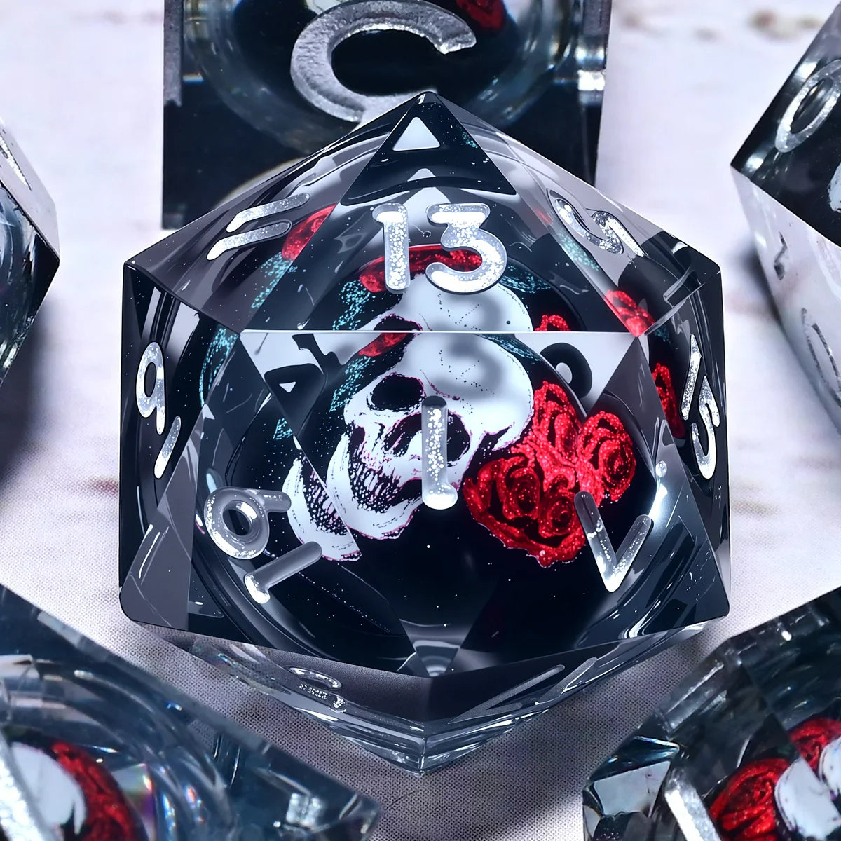 7PCS resin Dice Set Dragon and Dungeon Polyhedral Dice, Punk Style Role-Play RPG Explorer MTG Pioneer Game DND Dice Set