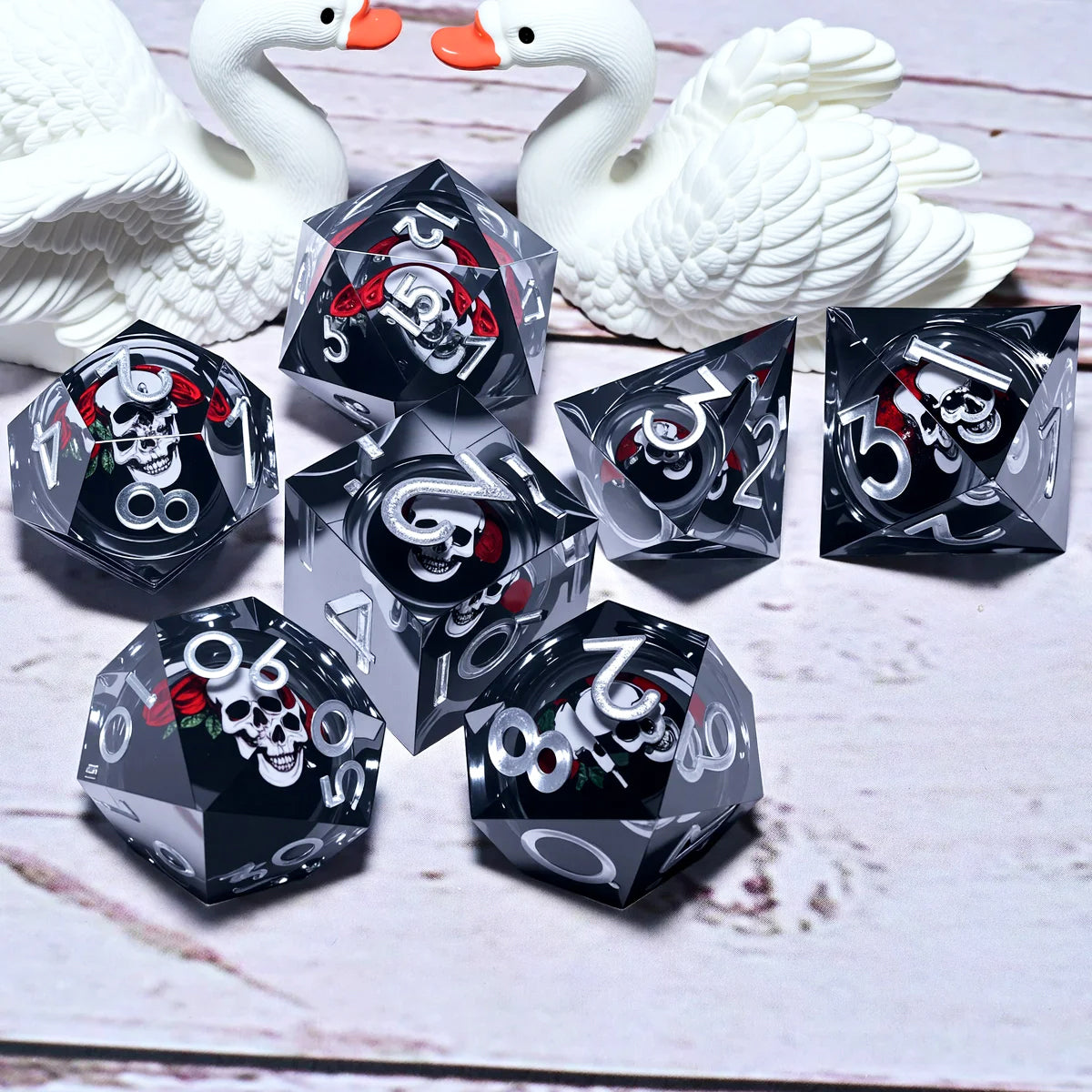 7PCS resin Dice Set Dragon and Dungeon Polyhedral Dice, Punk Style Role-Play RPG Explorer MTG Pioneer Game DND Dice Set