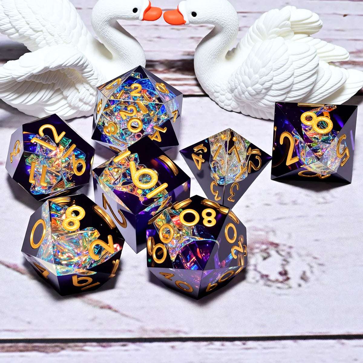Set de 7 dés en résine pour Donjons et Dragons, dés polyédriques style punk pour jeux de rôle RPG, exploration, MTG, pionnier et DND.