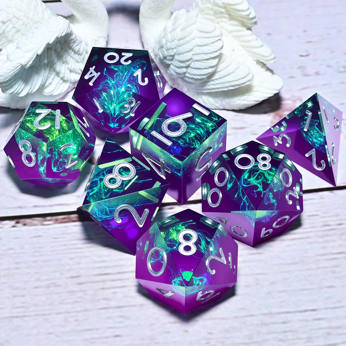 Jeu de 7 dés en résine pour Donjons et Dragons, dés polyédriques style punk pour jeux de rôle, RPG, MTG, explorateur et DND