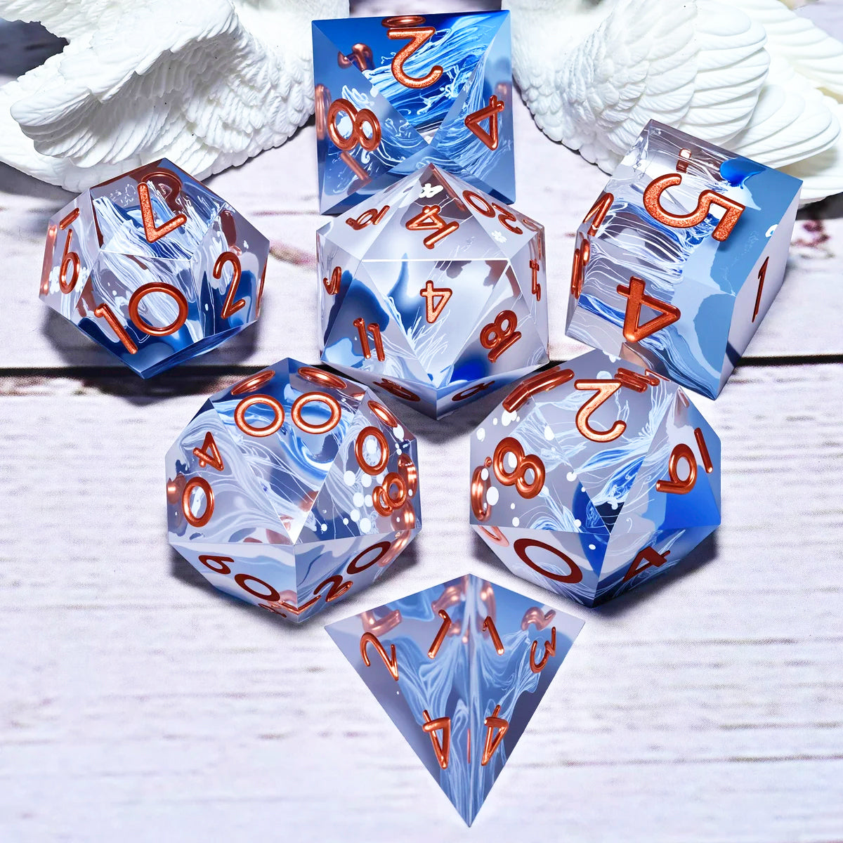 Set de 7 dés en résine pour jeux de rôle, style punk, idéal pour Dungeons & Dragons, MTG et autres jeux de société.