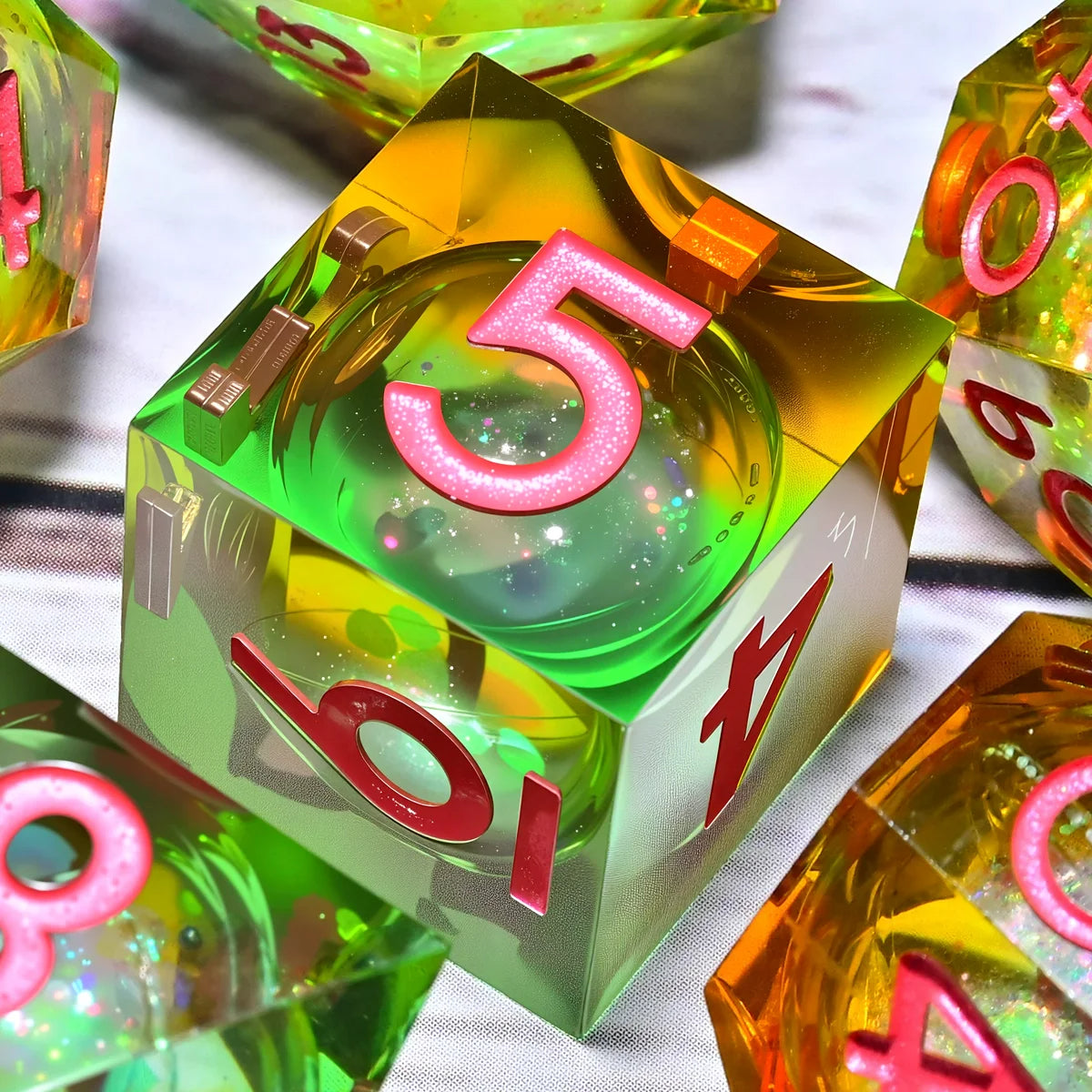 7-Piece Resin Dice Set, Dragon and Dungeon Polyhedral Dice, Punk Style Role-Playing RPG Explorer MTG Pioneer Game DND Dice Set
