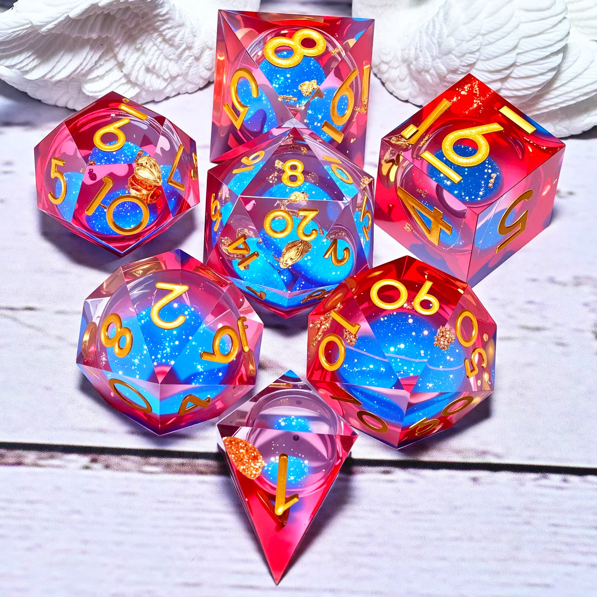 7PCS resin Dice Set Dragon and Dungeon Polyhedral Dice, Punk Style Role-Play RPG Explorer MTG Pioneer Game DND Dice Set
