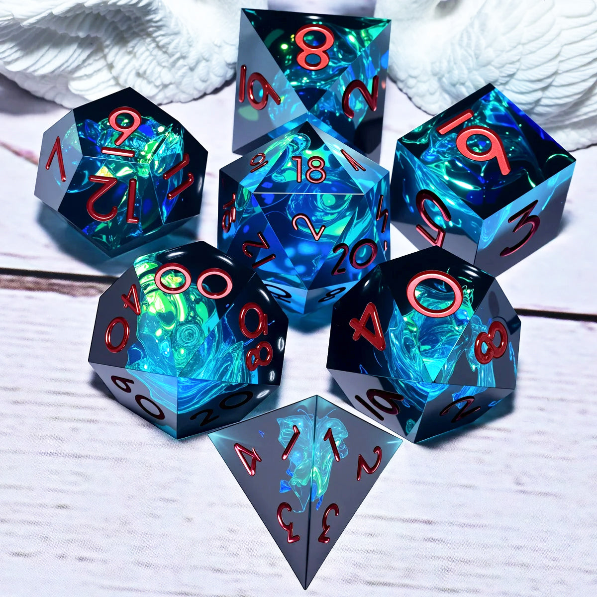 Set de 7 dés en résine pour jeux de rôle, style punk, idéal pour Dungeons & Dragons, MTG et autres jeux de société
