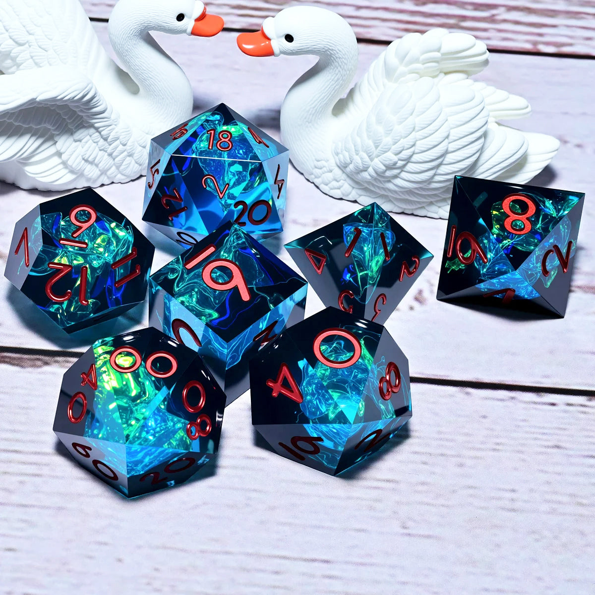 Set de 7 dés en résine pour jeux de rôle, style punk, idéal pour Dungeons & Dragons, MTG et autres jeux de société