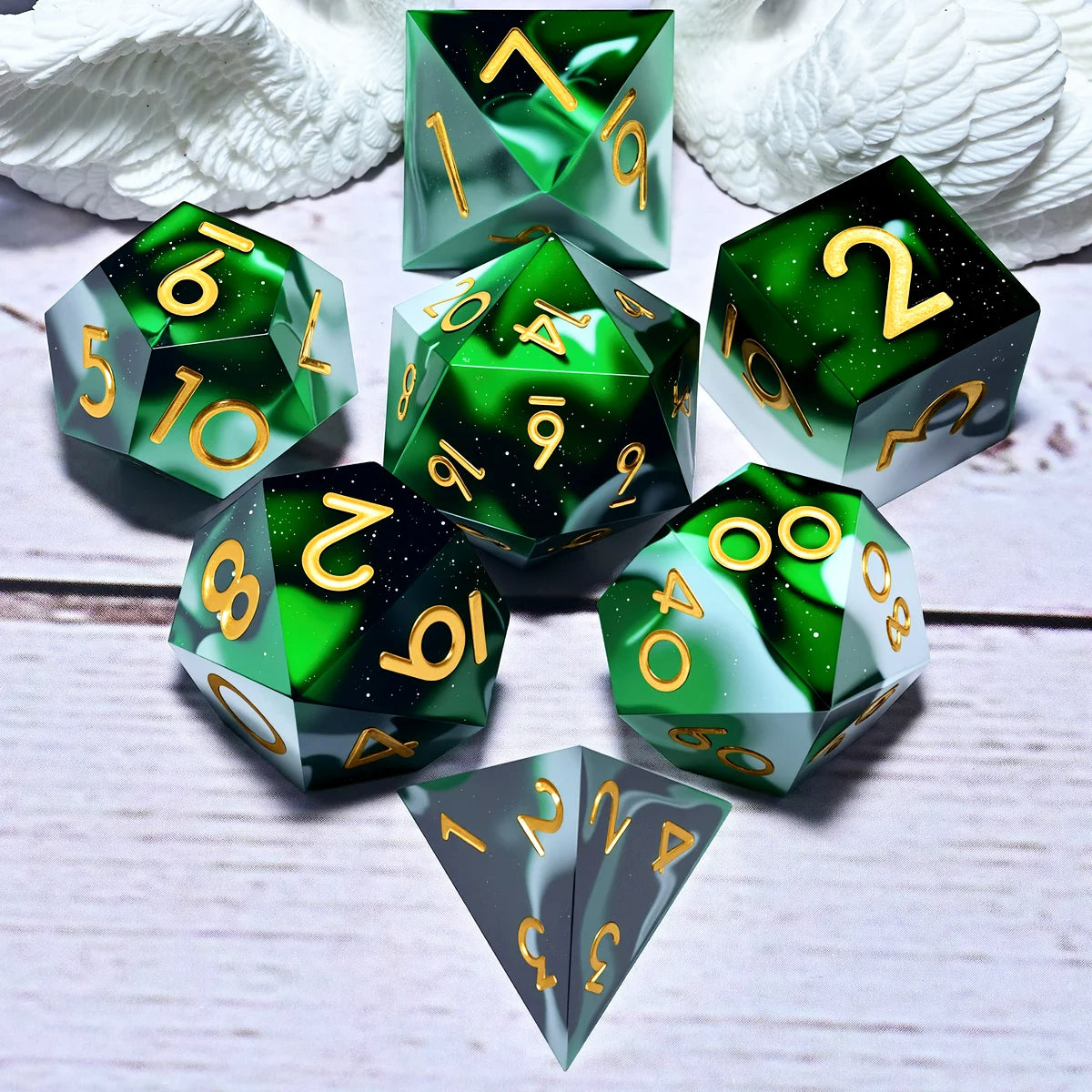 7PCS resin Dice Set Dragon and Dungeon Polyhedral Dice, Punk Style Role-Play RPG Explorer MTG Pioneer Game DND Dice Set
