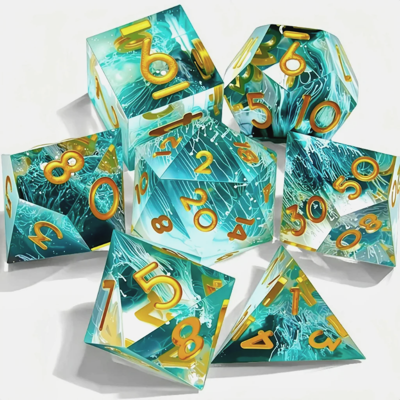Set de 7 dés en résine pour jeux de rôle, style punk, idéal pour Dungeons & Dragons, MTG et autres jeux de société.