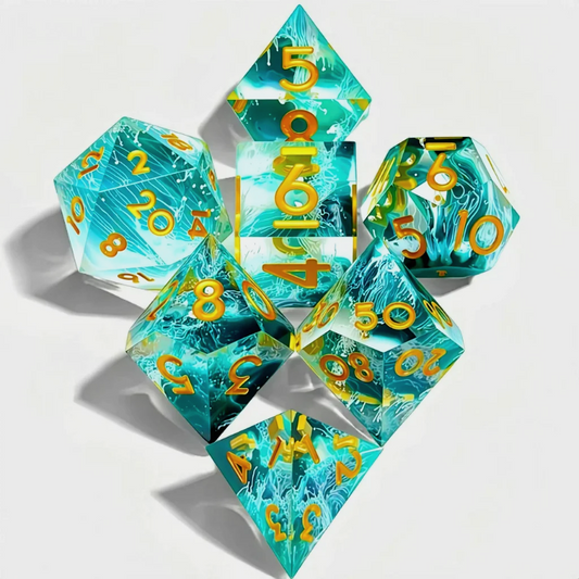 7PCS resin Dice Set Dragon and Dungeon Polyhedral Dice, Punk Style Role-Play RPG Explorer MTG Pioneer Game DND Dice Set