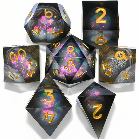 7PCS resin Dice Set Dragon and Dungeon Polyhedral  Dice, Punk Style Role-Play RPG Explorer MTG Pioneer Game DND Dice Set
