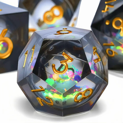 7PCS resin Dice Set Dragon and Dungeon Polyhedral  Dice, Punk Style Role-Play RPG Explorer MTG Pioneer Game DND Dice Set