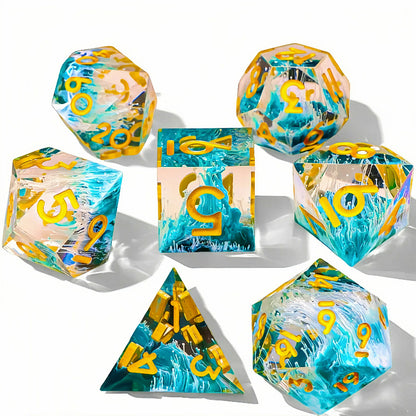 Set de 7 dés en résine pour jeux de rôle, style punk, idéal pour Dungeons & Dragons, MTG et autres jeux de société.