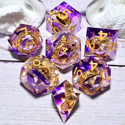 7-Piece Resin Dice Set, Dragon and Dungeon Polyhedral Dice, Punk Style Role-Playing RPG Explorer MTG Pioneer Game DND Dice Set