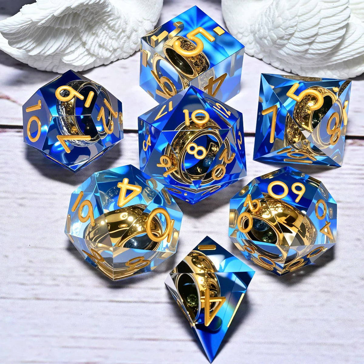 7PCS resin Dice Set Dragon and Dungeon Polyhedral  Dice, Punk Style Role-Play RPG Explorer MTG Pioneer Game DND Dice Set
