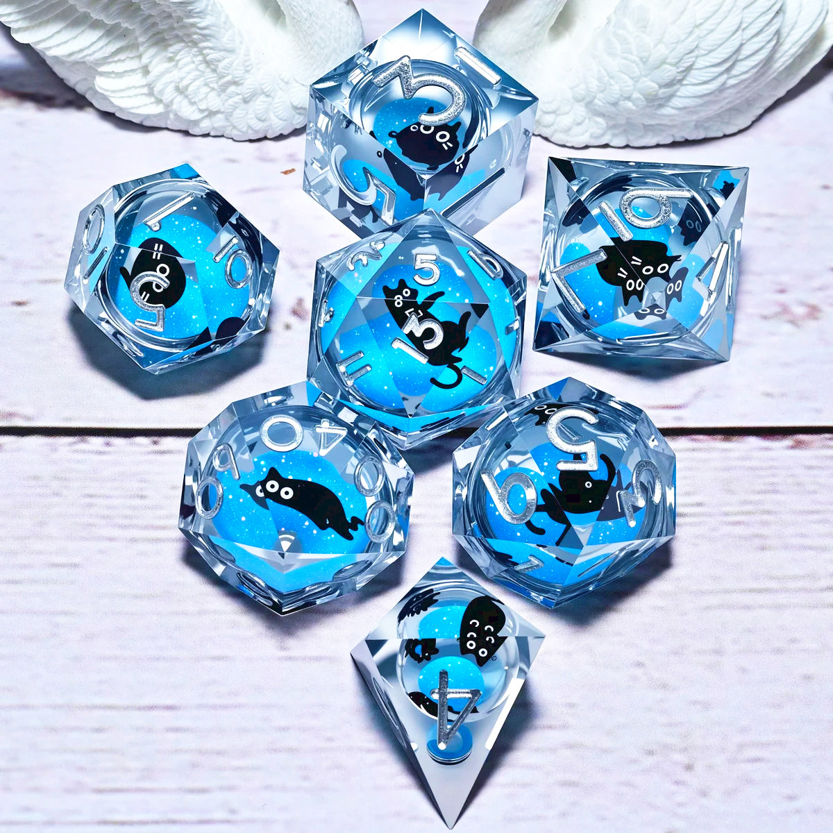7PCS resin Dice Set Dragon and Dungeon Polyhedral  Dice, Punk Style Role-Play RPG Explorer MTG Pioneer Game DND Dice Set