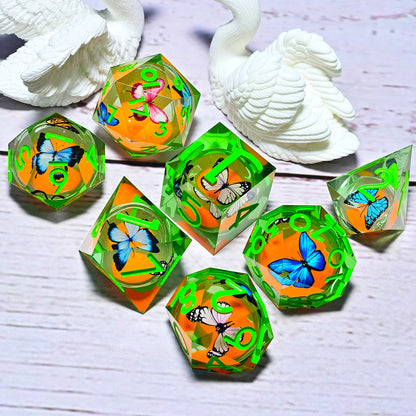 7PCS resin Dice Set Dragon and Dungeon Polyhedral  Dice, Punk Style Role-Play RPG Explorer MTG Pioneer Game DND Dice Set