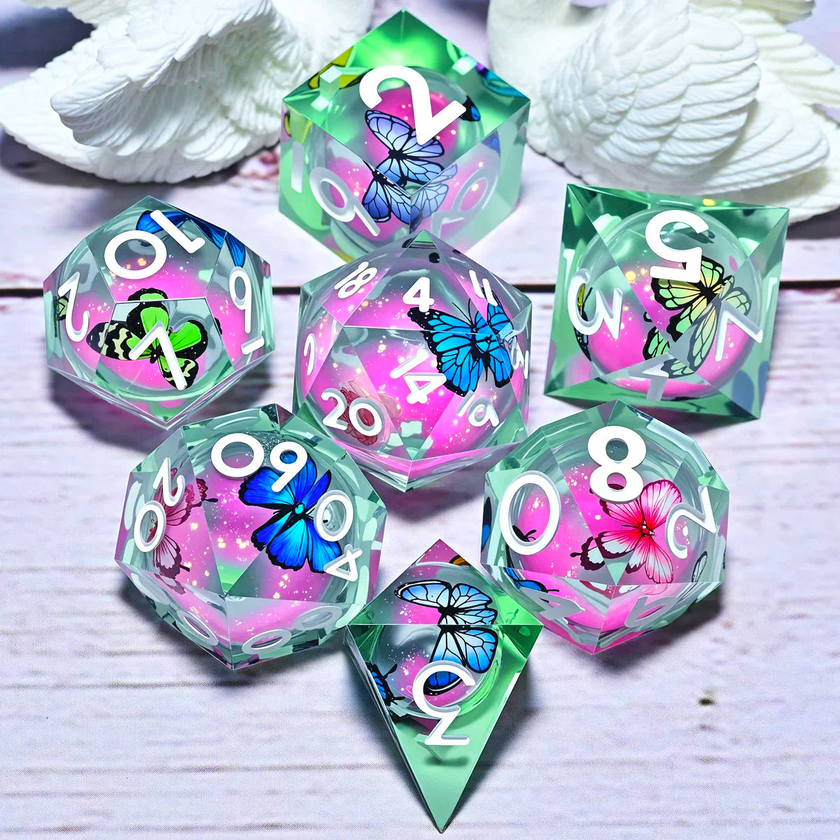 7PCS resin Dice Set Dragon and Dungeon Polyhedral  Dice, Punk Style Role-Play RPG Explorer MTG Pioneer Game DND Dice Set