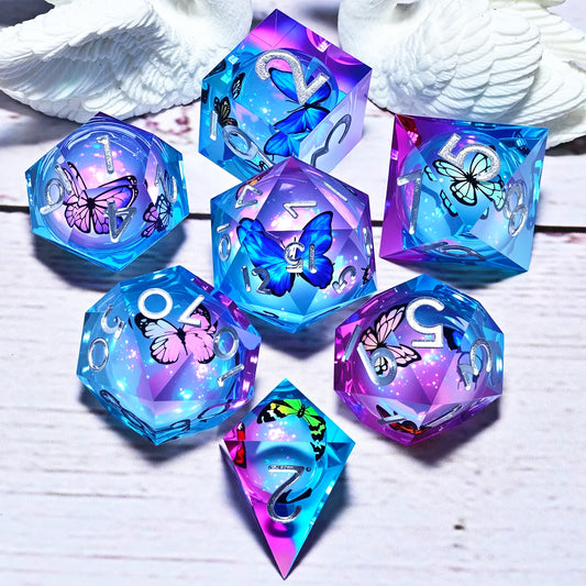 7PCS resin Dice Set Dragon and Dungeon Polyhedral  Dice, Punk Style Role-Play RPG Explorer MTG Pioneer Game DND Dice Set