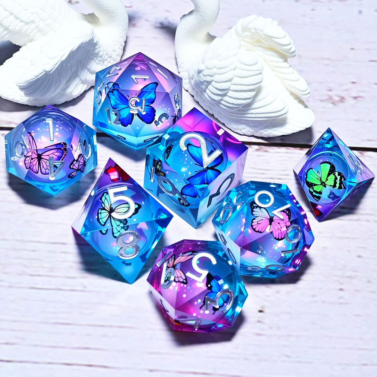 Lot de 7 dés en résine pour Donjons et Dragons, dés polyédriques, style punk pour jeux de rôle, RPG, MTG, explorateur, pionnier, jeu DND.