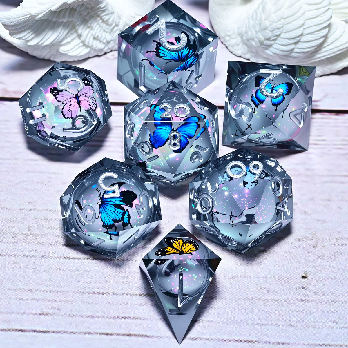 7PCS resin Dice Set Dragon and Dungeon Polyhedral  Dice, Punk Style Role-Play RPG Explorer MTG Pioneer Game DND Dice Set