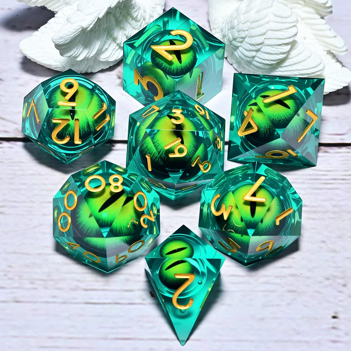 7PCS resin Dice Set Dragon and Dungeon Polyhedral  Dice, Punk Style Role-Play RPG Explorer MTG Pioneer Game DND Dice Set