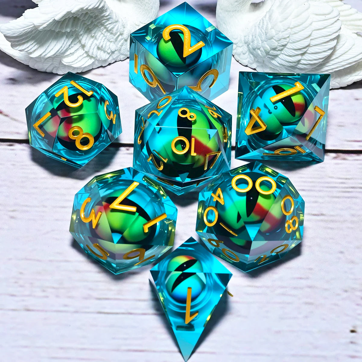 7PCS resin Dice Set Dragon and Dungeon Polyhedral  Dice, Punk Style Role-Play RPG Explorer MTG Pioneer Game DND Dice Set