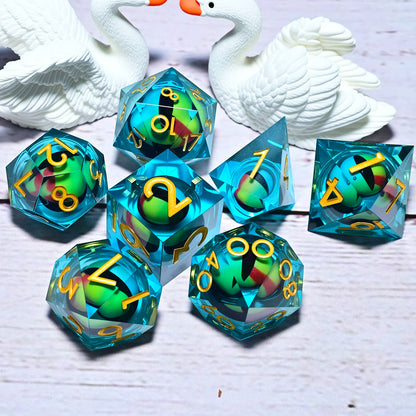 7PCS resin Dice Set Dragon and Dungeon Polyhedral  Dice, Punk Style Role-Play RPG Explorer MTG Pioneer Game DND Dice Set