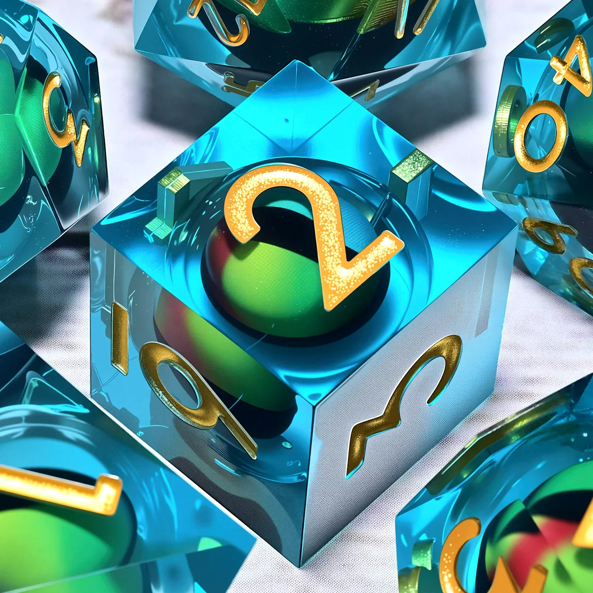7PCS resin Dice Set Dragon and Dungeon Polyhedral  Dice, Punk Style Role-Play RPG Explorer MTG Pioneer Game DND Dice Set
