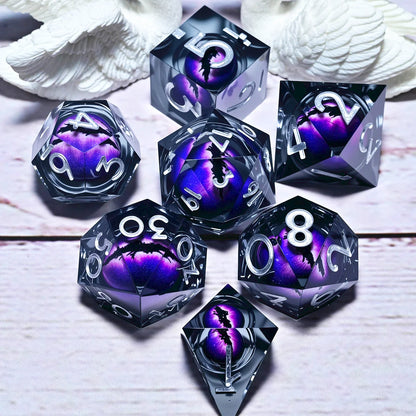 7PCS resin Dice Set Dragon and Dungeon Polyhedral  Dice, Punk Style Role-Play RPG Explorer MTG Pioneer Game DND Dice Set