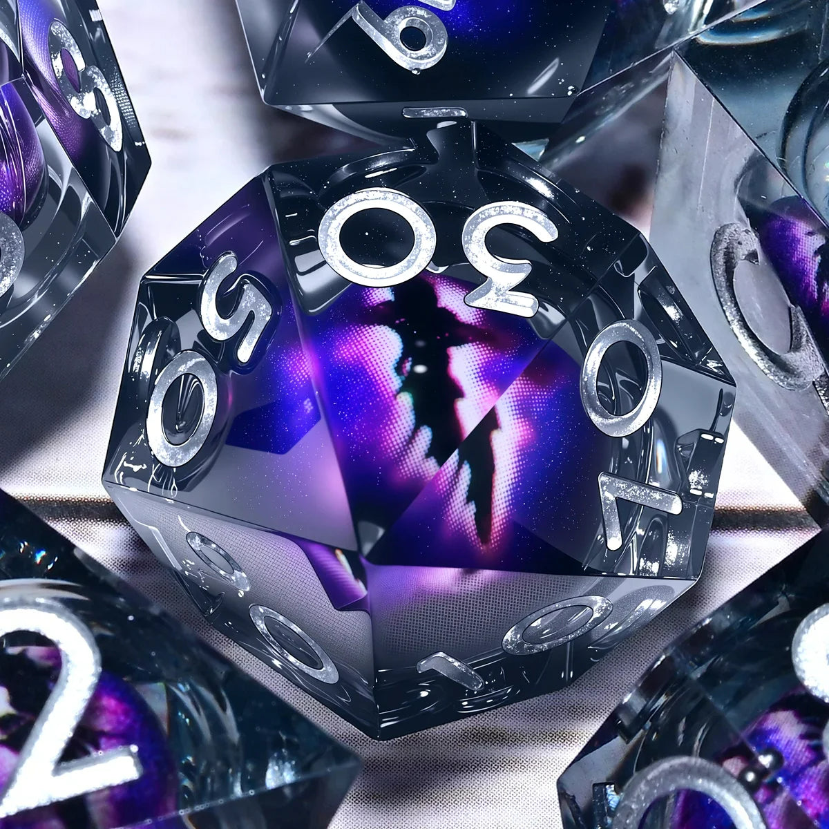 7PCS resin Dice Set Dragon and Dungeon Polyhedral  Dice, Punk Style Role-Play RPG Explorer MTG Pioneer Game DND Dice Set