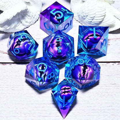 7PCS resin Dice Set Dragon and Dungeon Polyhedral  Dice, Punk Style Role-Play RPG Explorer MTG Pioneer Game DND Dice Set