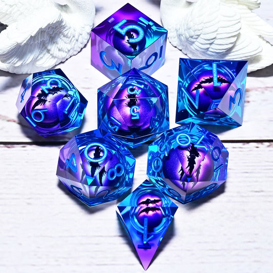 7PCS resin Dice Set Dragon and Dungeon Polyhedral  Dice, Punk Style Role-Play RPG Explorer MTG Pioneer Game DND Dice Set