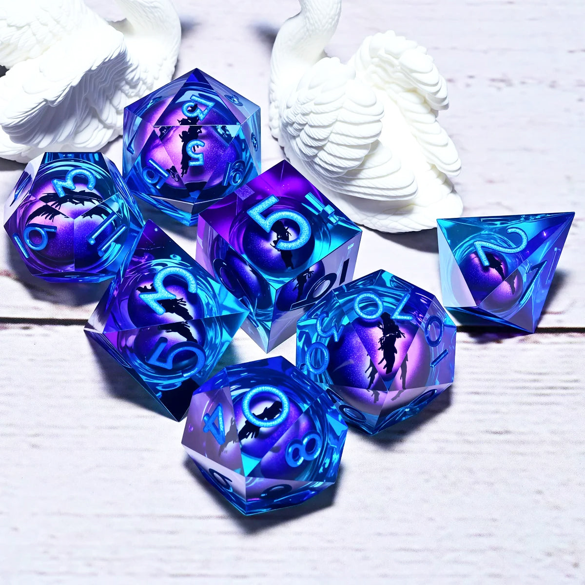 7PCS resin Dice Set Dragon and Dungeon Polyhedral  Dice, Punk Style Role-Play RPG Explorer MTG Pioneer Game DND Dice Set