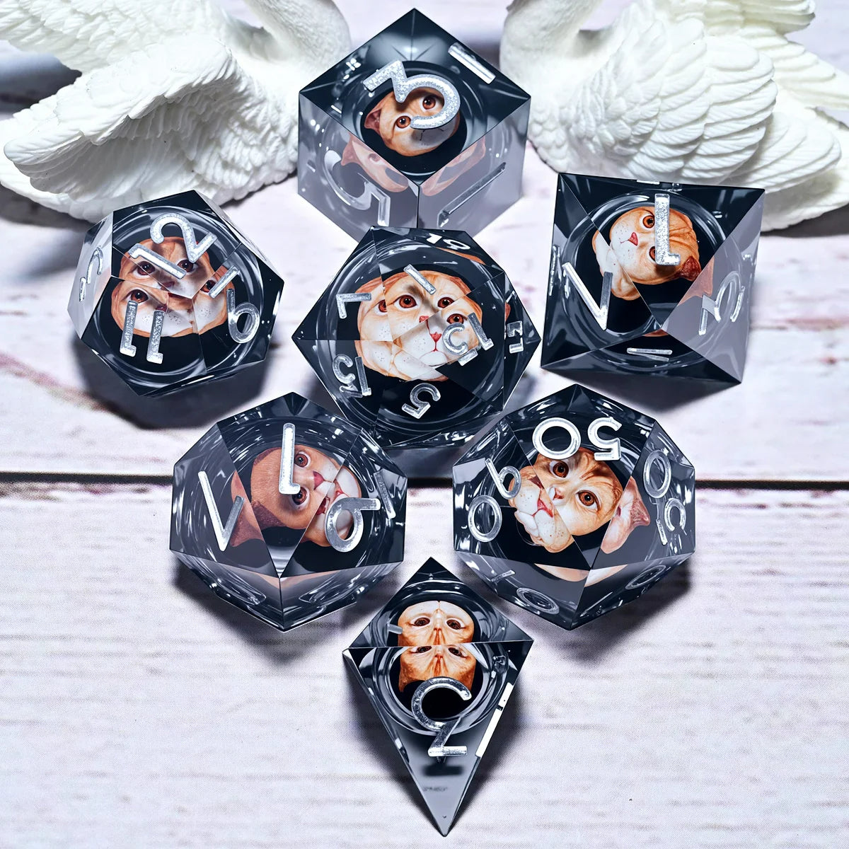 7PCS resin Dice Set Dragon and Dungeon Polyhedral  Dice, Punk Style Role-Play RPG Explorer MTG Pioneer Game DND Dice Set