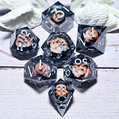 7PCS resin Dice Set Dragon and Dungeon Polyhedral  Dice, Punk Style Role-Play RPG Explorer MTG Pioneer Game DND Dice Set